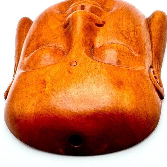 Buddha Face Hand-Carved Wood Netsuke Signed 2.5 x 3 Serenity Signed - Picture 8 of 8